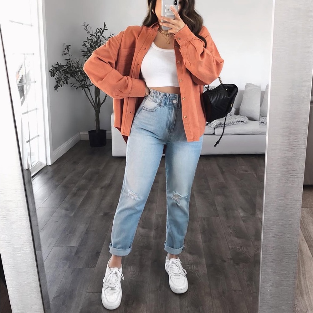 Burnt Orange Button Up Shirt